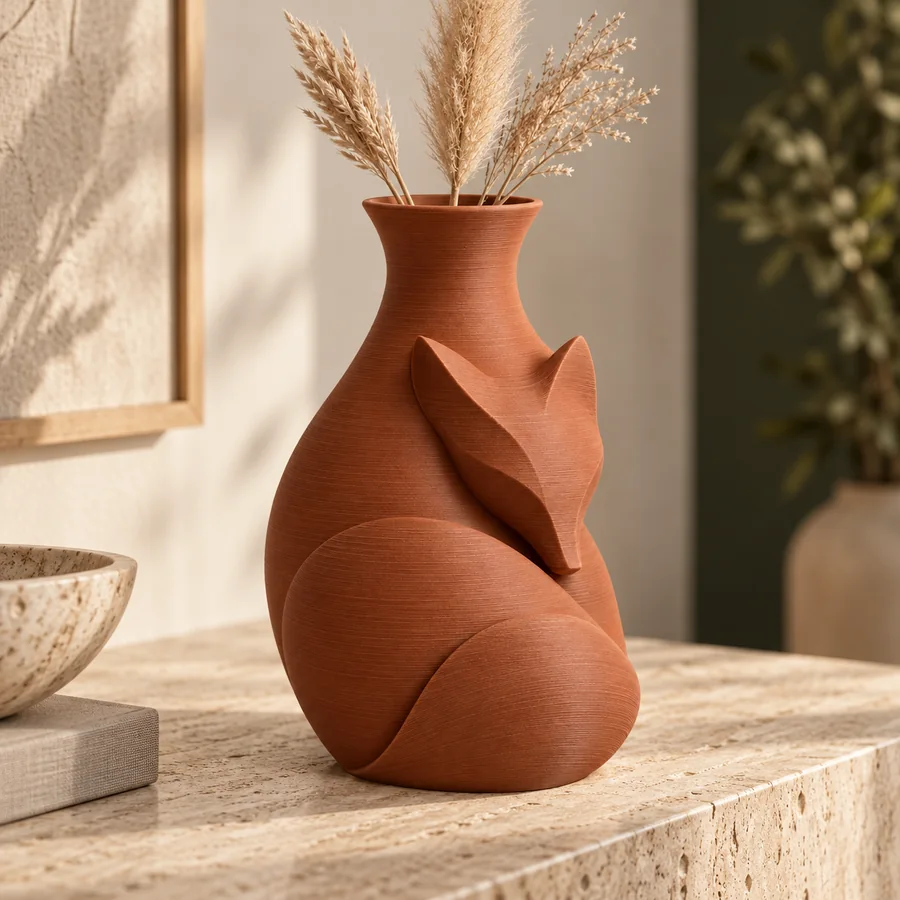 Mockup ambientato di Vaso scultoreo Volpe