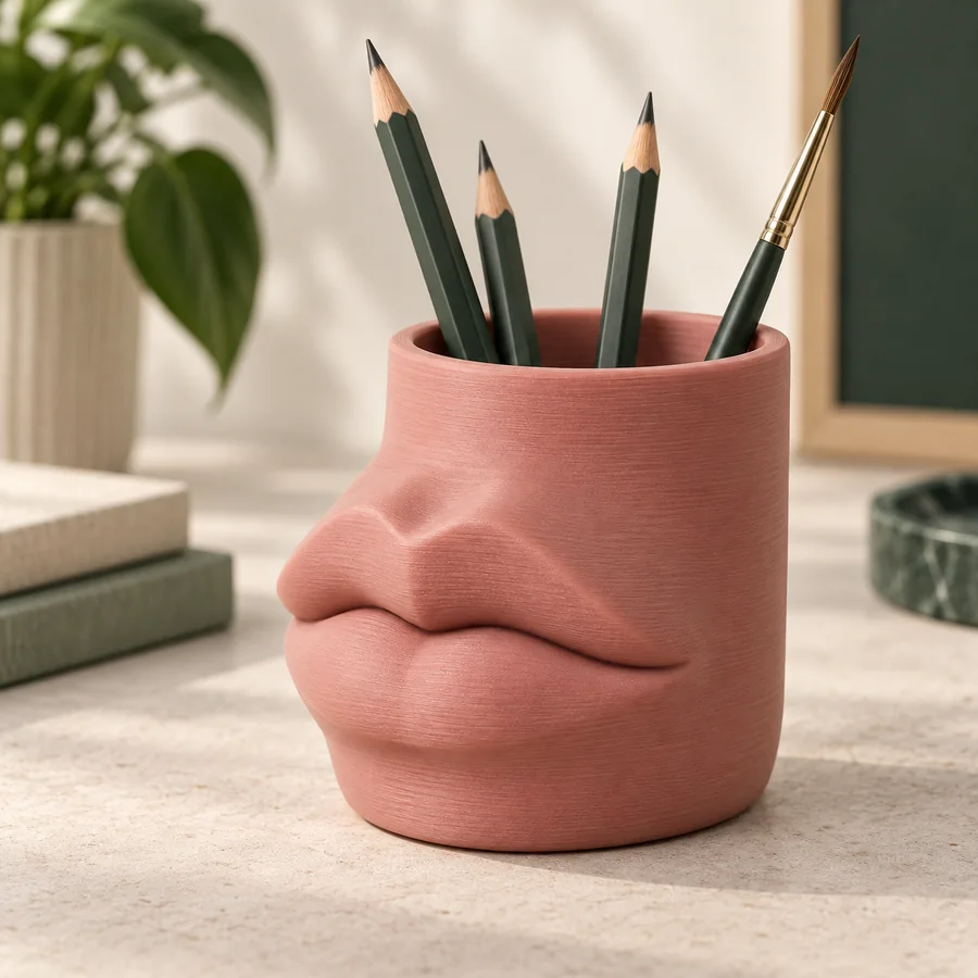 Mockup ambientato di Portamatite scultoreo