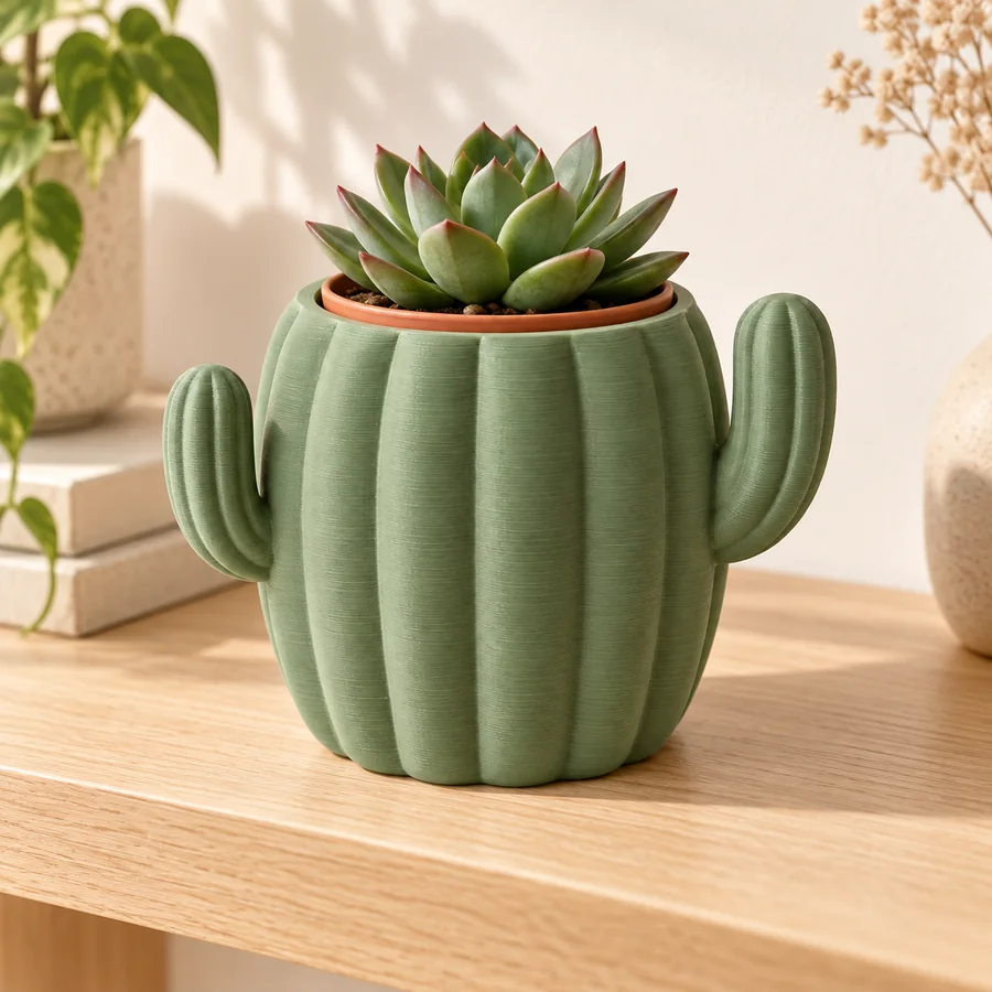 Mockup ambientato di Portavaso a forma di cactus