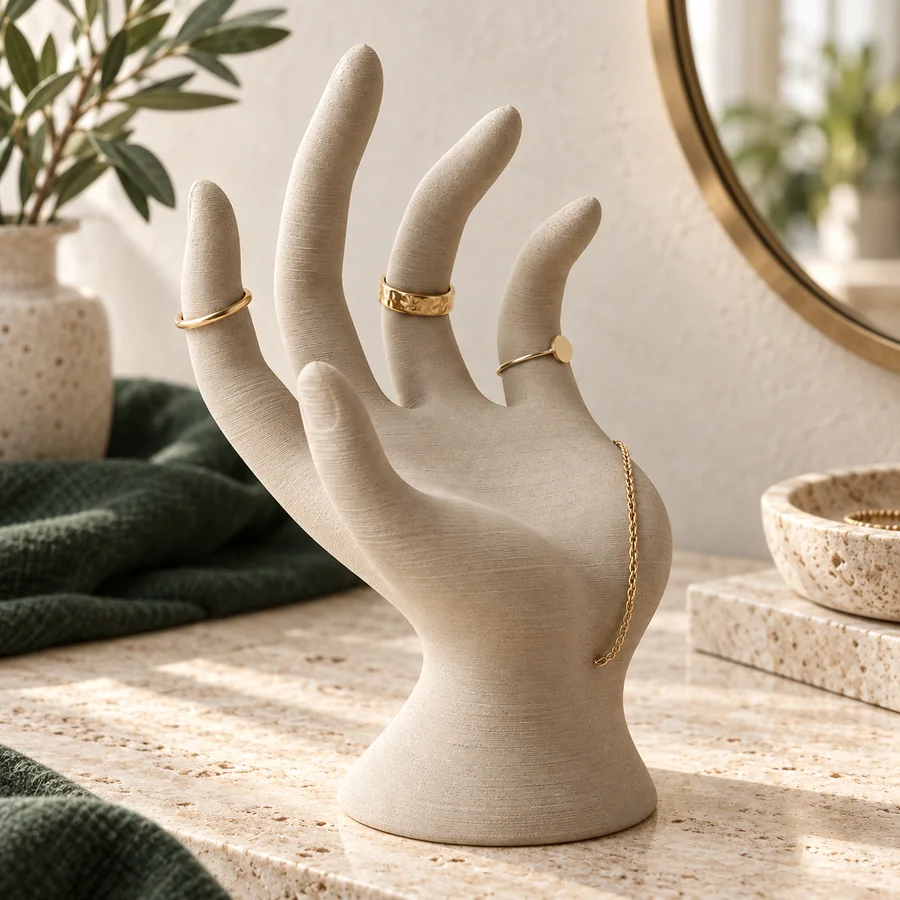 Mockup ambientato di Espositore per anelli e bracciali