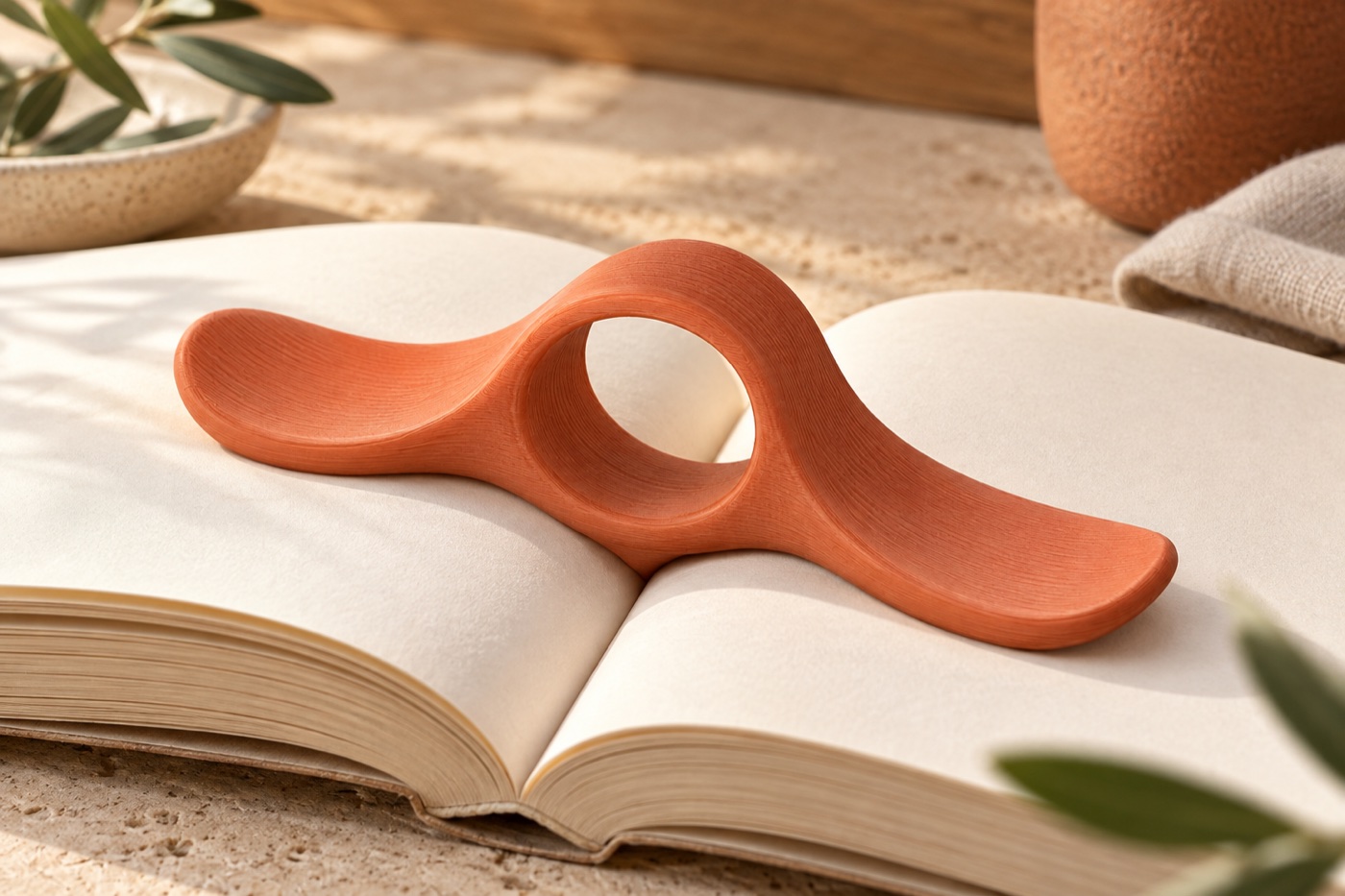 ES3D-R02-015-03-dettaglio-fdm Dettaglio ravvicinato della geometria e della finitura FDM di Fermapagina ergonomico.