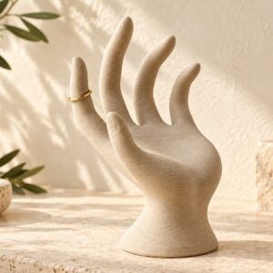 Dettaglio ravvicinato della geometria e della finitura FDM di Espositore per anelli e bracciali.