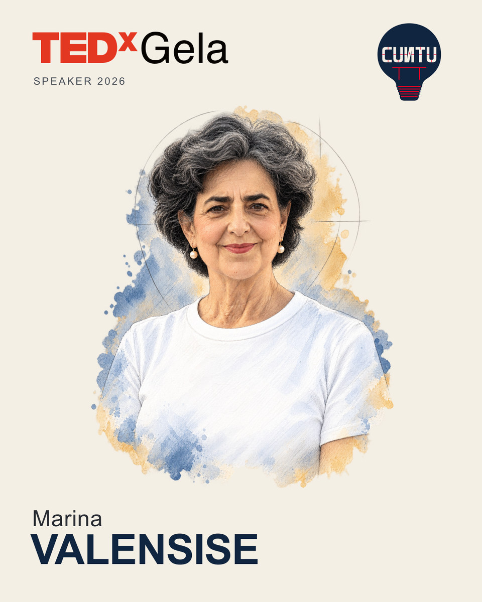 Ritratto grafico di Marina Valensise per TEDxGela CUNTU 2026