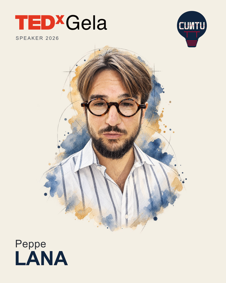Ritratto grafico di Peppe Lana per TEDxGela CUNTU 2026